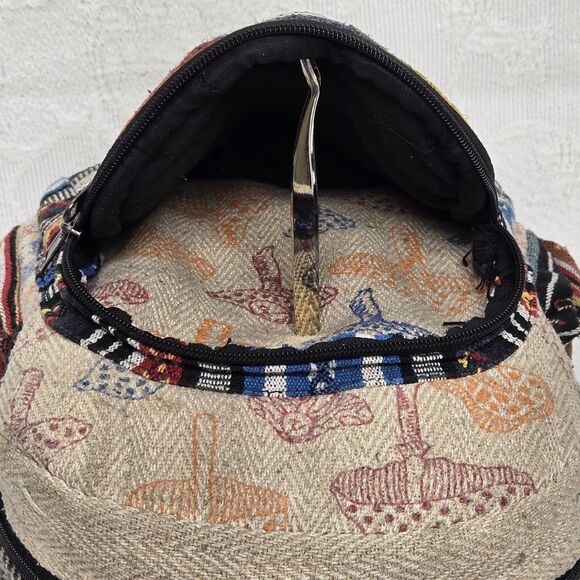 Himalayan Hemp Rainbow Mushroom Mini Backpack Canvas Embroidered Psychedelic - Picture 7 of 12